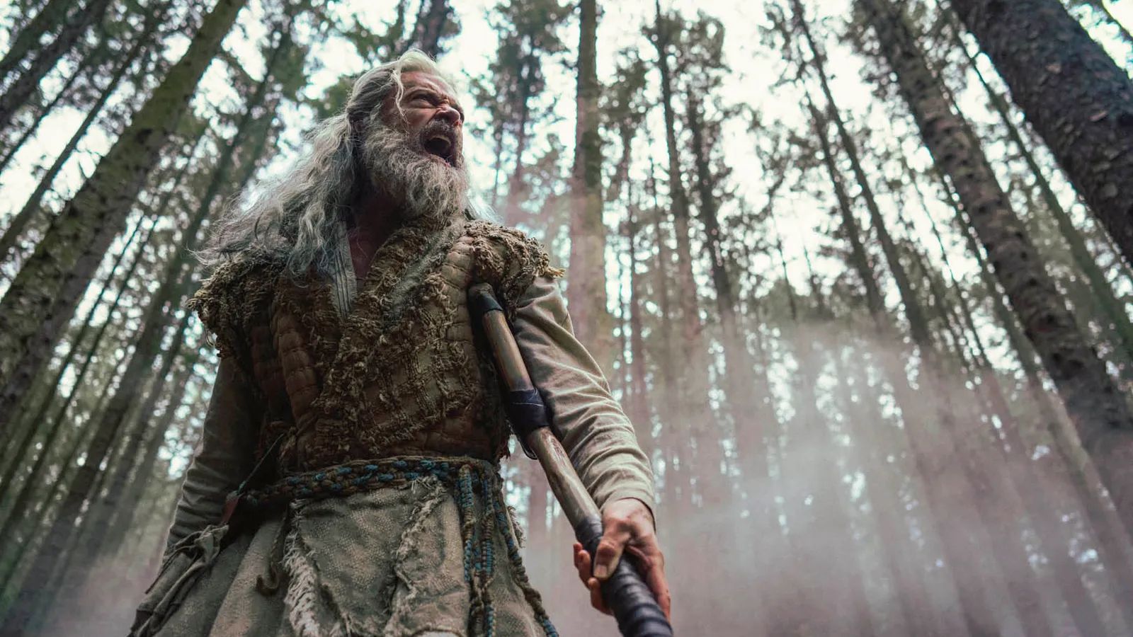 Hugh Jackman as a grey-haired Robin Hood